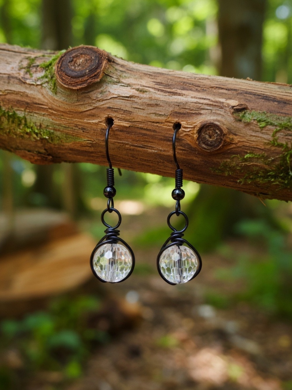 Clear Quartz Wire Wrapped Dangle Earrings Handmade